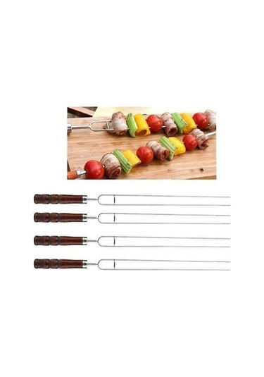 Bloomnest Paslanmaz Şişler & Çatallar - 4'lü, Renkli, Barbekü Seti, Çok Renkli Çok Renkli