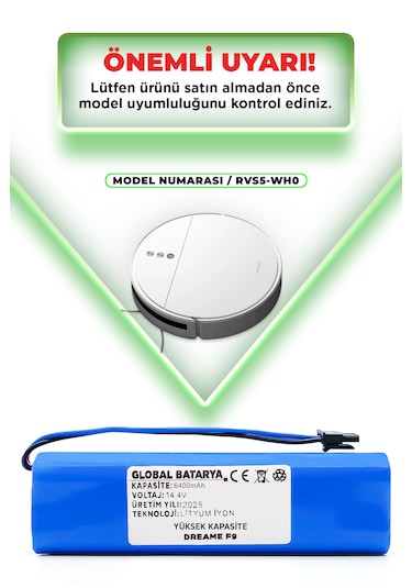 Dreame F9 Uyumlu Batarya 6400mah