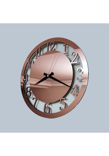 Dekoratif Rosegold Aynalı Duvar Saati Altın
