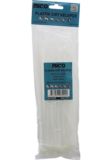100pcs Beyaz 3.6x250mm Plastik Cırt Kelepçe 5570 Diğer