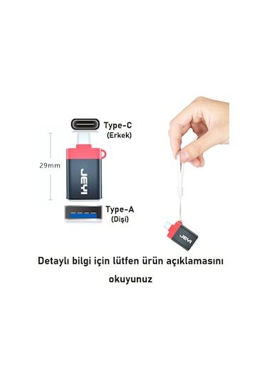 JEYI USB 3.1 Type-C (Erkek) to Type-A (Dişi) V2