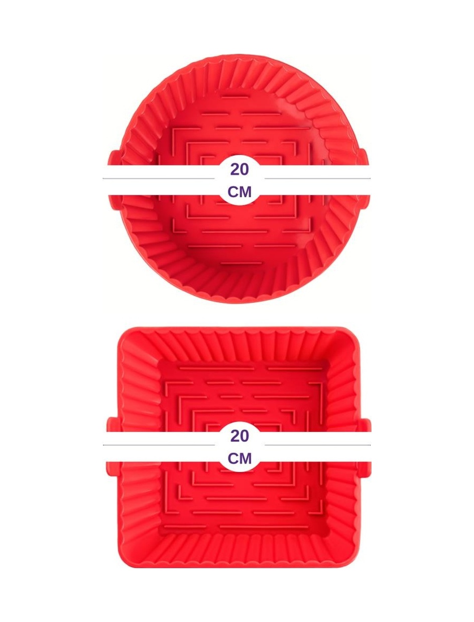 Onikiden Kare ve Yuvarlak Airfryer Silikon Pişirme Kabı Seti 2'li Set 20 CM