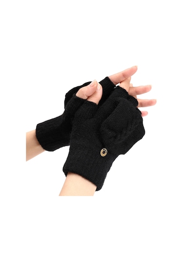 Kadın Ve Erkekler İçin Sıcak Parmaksız Eldivenler, Flip-top Korumalı Dönüştürülebilir Parmaksız Eldivenler, Örme Eldiven