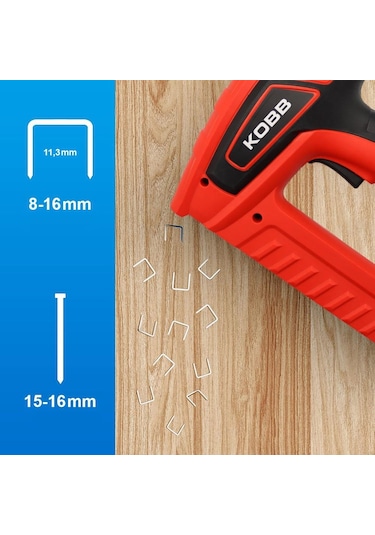 Kobb KBZ200 8-16 MM Zımba ve 15-16 MM Profesyonel Çivi Çakma Makinesi + 3000 Adet Yedek Zımba ve Çivi