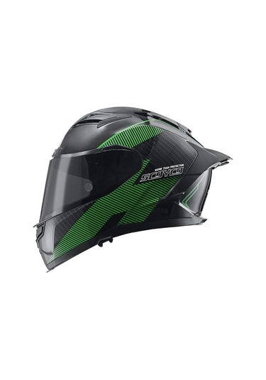 Balaklava + Scoyco FF-871 Ghost Güneş Vizörlü Kapalı Kask Siyah - Yeşil