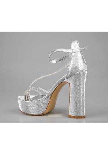 Feles 053-398 Gümüş Kadın Topuklu Ayakkabı Gümüş