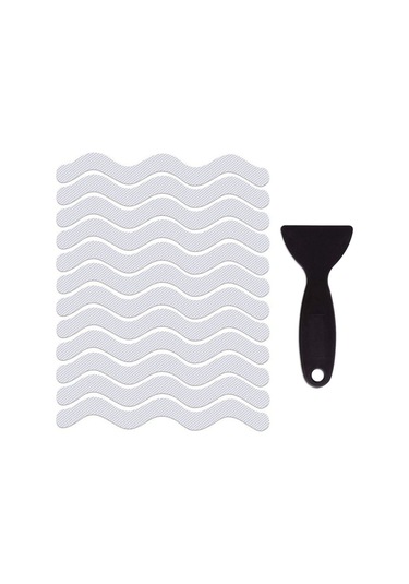 Symbee Banyo Kolu Kaymazsız Bandı Peva Dalgalı Desenli Su Geçirmez Anti-kayma Bant 12 Adet 2x20cm Şeffaf