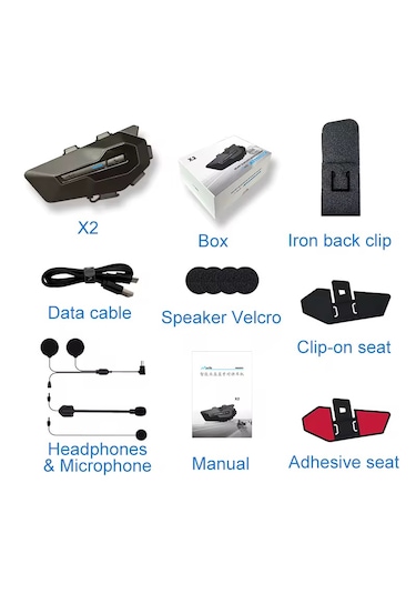 Maxto X2 Motosiklet Intercom Kulaklık Suya Dayanıklı, Gürültü Önleyici, Tüm Kasklarla Uyumlu Bluetooth Kulaklık