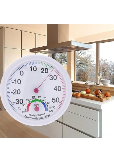 Jeemson Ev Okul Ofis İçin Zamanlı Sıcaklık Nem Ölçer -30 C/+50 C 20%-100% Nem Aralığı Zara Ahşap Desenli Asma Daire Şekli 7.5cm