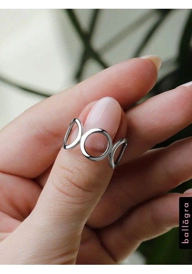 Ballagra Geniş Kadın Yüzüğü 925 Ayar Gümüş Yuvarlak Parmak Halkası 137770881 Gri