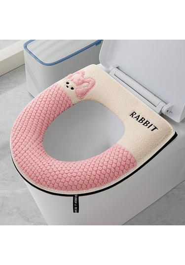 Ev Tipi Tuvalet Dört Mevsim Üniversal Klozet Kapağı Su Geçirmez Kapak Tuvalet Halkası M Tavşan - Pembe Pembe