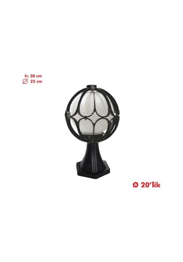 Papatya Set Üstü Fener Bahçe Aydınlatma Armatürü (Siyah)