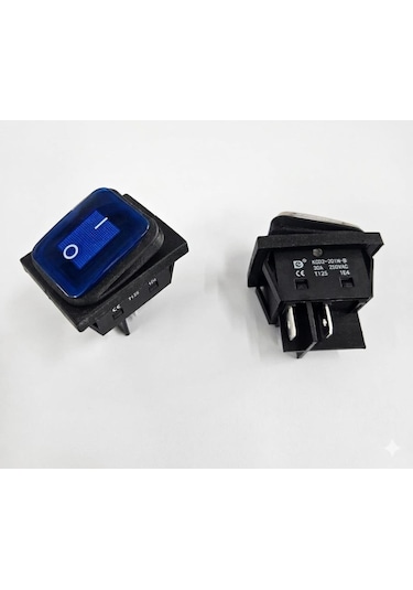 Anahtar Büyük On Off Mavi Işıklı 30a 220v Kcd2-201nw-bb 4 Pin