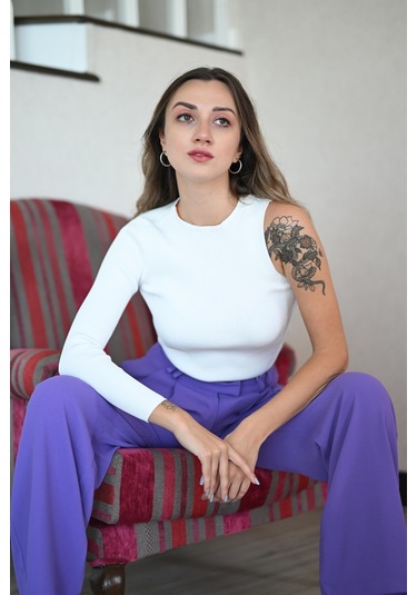 Le Majh Tek Kol Kazak Beyaz Std Beden - Beyaz
