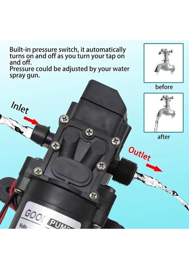 Dashanshop Yüksek Basınç 130psı 12v Su Pompası - Kendinden Emişli 1 59 Gallon Dak