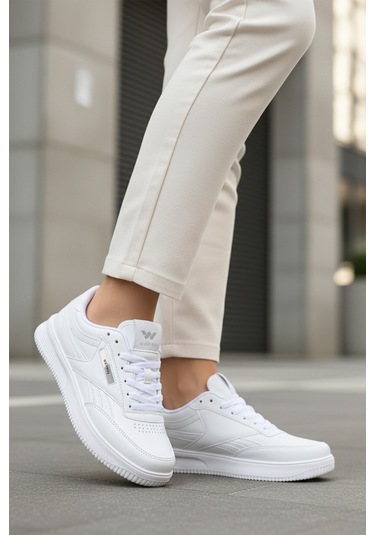 Beyaz Bağcıklı Hafif Cilt Unisex Spor Ayakkabı Marlow G Beyaz-beyaz