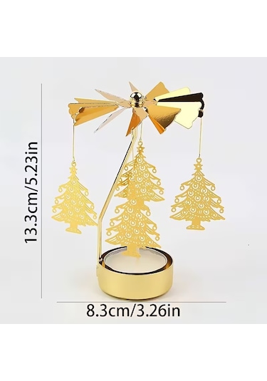 Çam Ağacı Temalı Tealight Mumluk Dekoratif Masa Üstü Aksesuar Gold