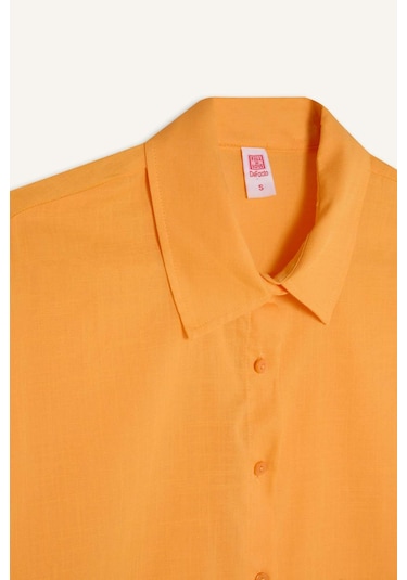 DeFacto Regular Fit Pamuklu Plaj Gömleği-Fall in Love W8241AZ24SMYL301 Sarı