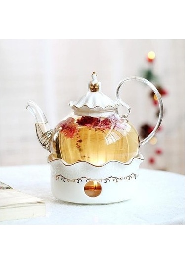 Aircraft Carrier Jzcat Süzgeç İle Seramik Çaydanlık Vintage Porselen Ingiliz Çay Potu Ve Kupası Set Mum Isıtma Cam Demlik 53102715