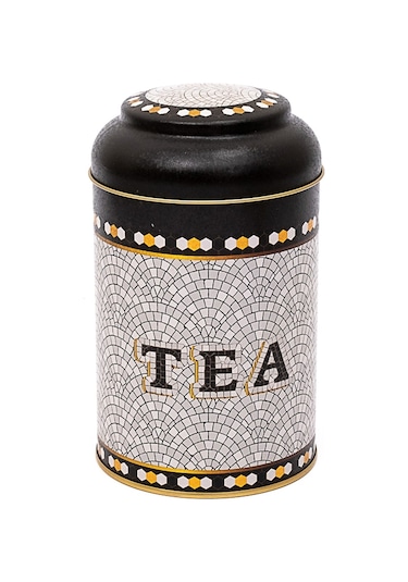 Mosaic Tea Desenli Yuvarlak Metal Kutu, 10.5 X 15 Cm, 1.1 Lt