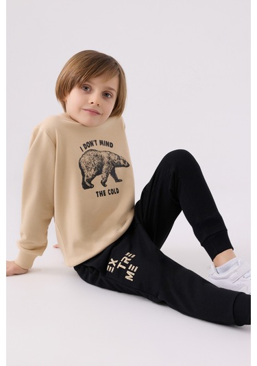 Rolypoly Erkek Çocuk Eşofman Takımı Rp3453 Bej Bej