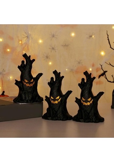 Lijinxu Cadılar Bayramı Hayalet Ağaç Kütüğü Işıklı Süs