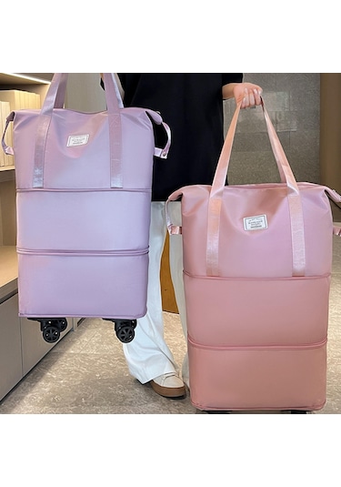 Homyl Katlanabilir Seyahat Çantası Tekerlekli Genişletilebilir El Siyah Tekli Genişlet