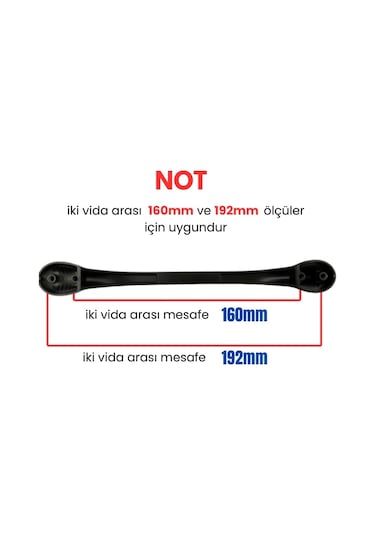 50 Adet Aras Mat Siyah Metal Mobilya Kulpu 160mm - 192mm Mat Siyah