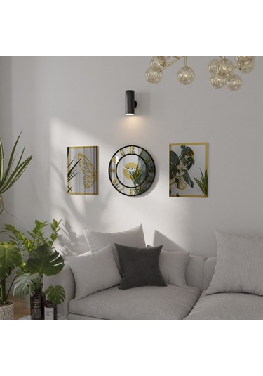 Dekoratif Ayna Pleksili Kelebek Tasarımlı 3 Parça Duvar Saati Gümüş - Altın