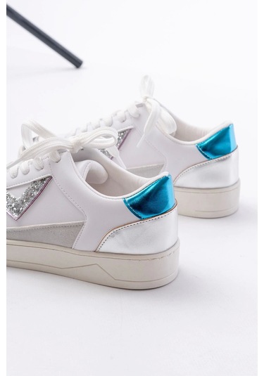 Sv-01 Beyaz Garni Bağcıklı Kadın Spor Ayakkabı Beyaz
