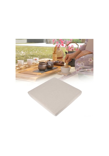 Yifomall Ekolojik Ketenden Yapılmış Meditasyon Ve Yoga Minderi - 40x40x6 Cm, Yıkanabilir Ve Çıkarılabilir, Bej Renk Diğer