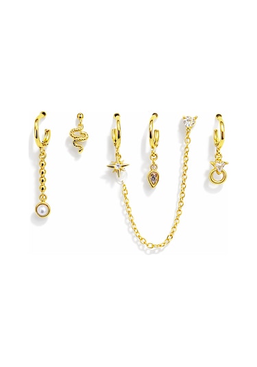 Çelik 6lı Set Küpe Gold 11539123