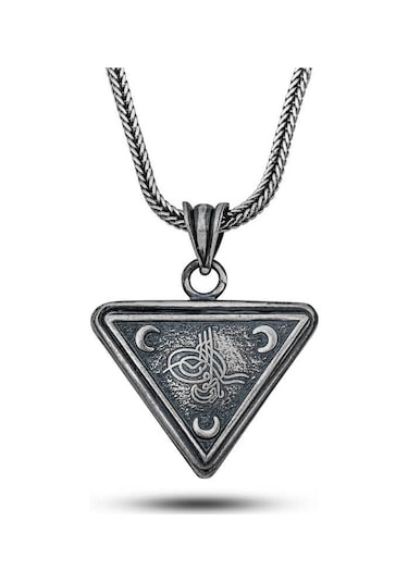 Kenpazar Gümüş Osmanlı Tuğrası Hilal Cevşen Kolye Çok Renkli