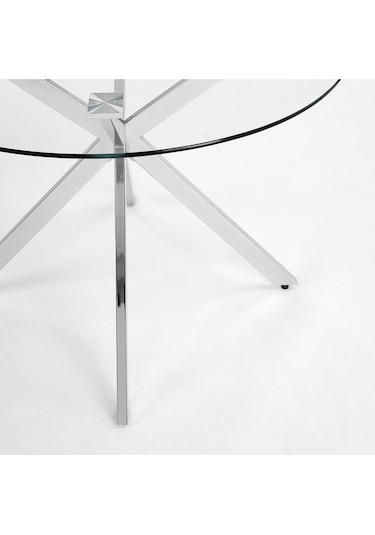 Zalika Paslanmaz Metal&cam Yuvarlak Yemek Masası