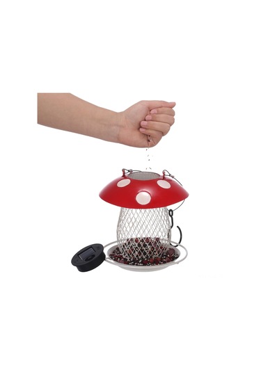 Yaozixa Güneş Enerjili Mantar Kuş Yemliği - Bahçe Ve Balkon Dekorasyonu İçin Şık Ve Kullanışlı Kırmızı