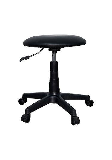 Türksit Amortisörlü Tabure Deri Plastik Ayaklı Siyah