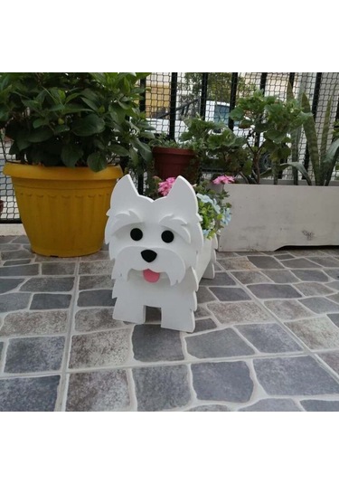 Jeehugo West Highland White Terrier Köpek Figürlü Pvc Bitki Saksısı - Özel Tasarım, 7-10 Gün Hazırlanır, Stoklama Önerilir