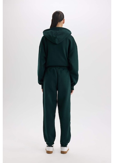 Defacto Standart Boy Beli Paçası Lastikli Cepli Basic Düz Kalın Kumaş Jogger Eşofman Altı D9934AX24WNGN465 Yeşil