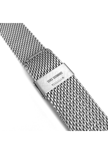 Metalik Gri Gümüş Kalın Hasır Çelik Saat Kordonu Kayış 20-22-24Mm
