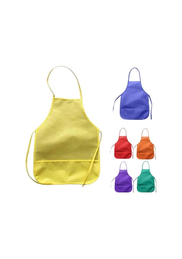 Mavi Çocuk Önlüğü Çocuk Yemek Pişirme - Boyama - Erkek Kız Çocuklar İçin Oyun Önlükleri