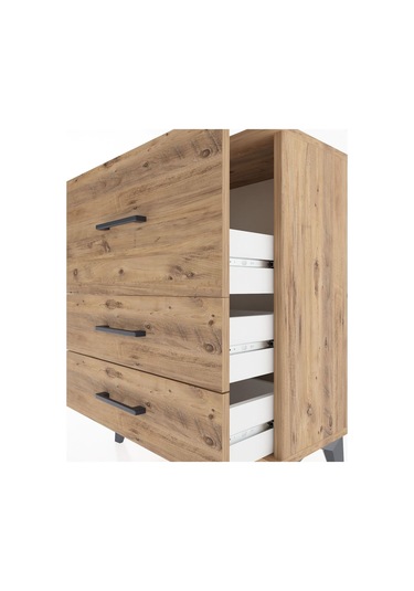 Arges Komodin Tek Raflı 2 Çekmeceli 60x30x80 Çam-çam Çam