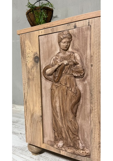 Hygieia Şifa Tanrıçası Ahşap Oyma Komodin Mitolojik