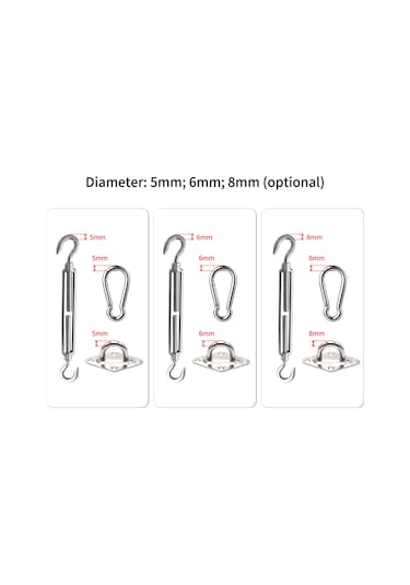 Youtek Paslanmaz Çelik 304 Bahçe Gölgelik Askı Seti, 6mm Dörtgen Aksesuar Diğer