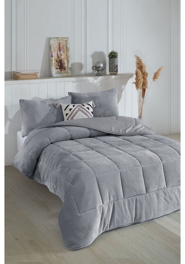 Elart Luis Comfort Set Çift Kişilik 195x215 Cm Gri Gri