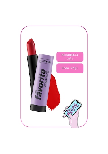 Callista Lips Favorite Longwearing Lipstick Kalıcı Ruj 302 Planet Red