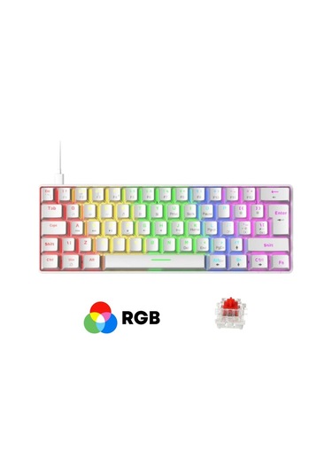 Miaextreme Sarftech T60 Beyaz Rgb Klavye Kablolu Gaming Oyuncu Klavyesi T60