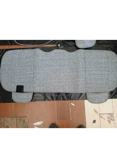 Keten Su Geçirmez Ön Arka Araba Koltuk Minderi 3'lü Oturak Cepli Gri