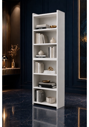 Nova 6 Raflı Beyaz Mdf Modüler Kitaplık