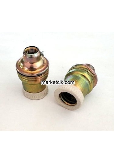 Marketcik Sarı Metal Porselen E14 Bronz Duylar