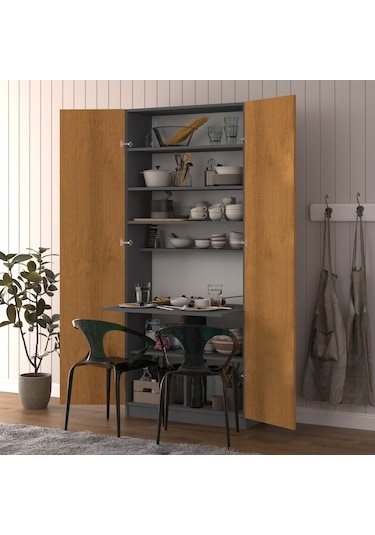 Petra-antrasit Modern Dolaplı Kitaplıklı Çalışma Masası